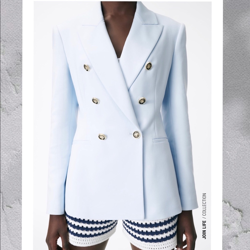 Zara double breasted blazer, light blue